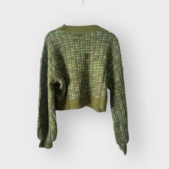 NEW Cupshe Rainbow Stitching Drop Sleeve Semi-cropped Sweater Size Small - Picture 10 of 11